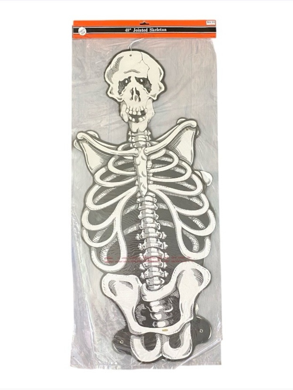 Vintage Jointed Skeleton Halloween Decoration New NOS 48” Vtg 90s Spooky Bones